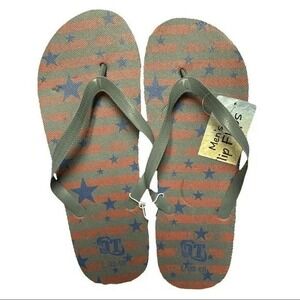OT Revolution Flip‎ Flops LG Grey Blue Stars Patriotic Slip On July 4th Casual